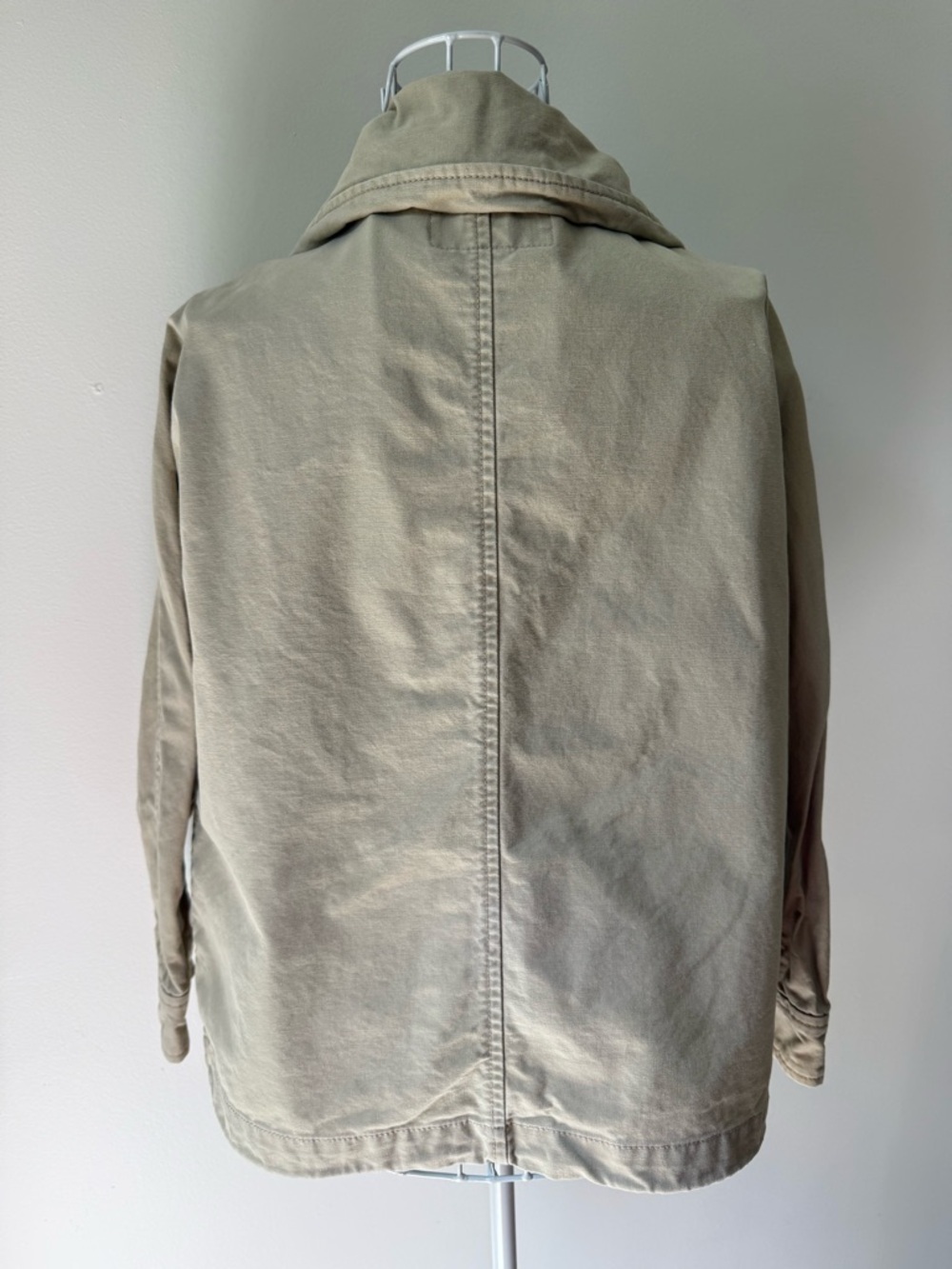 Michael Kors Utility Jacket Gold Hardware Cotton Beige Coat Size M - Picture 5 of 8